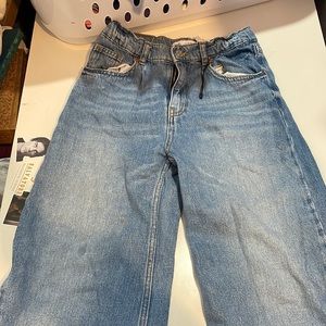 high waisted wide leg zara jeans, size 13-14